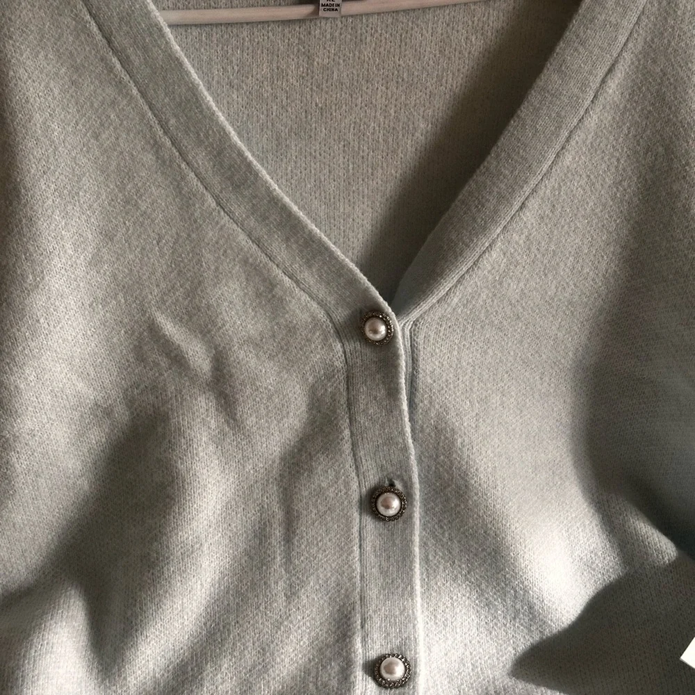 Celebrity Pink Soft Blue pearl Button-Up Cardigan - Picture 4 of 14